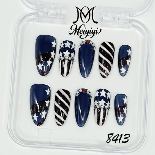 8413-MYY's designer original high-end design customized luxury hand-painted wearable nail art