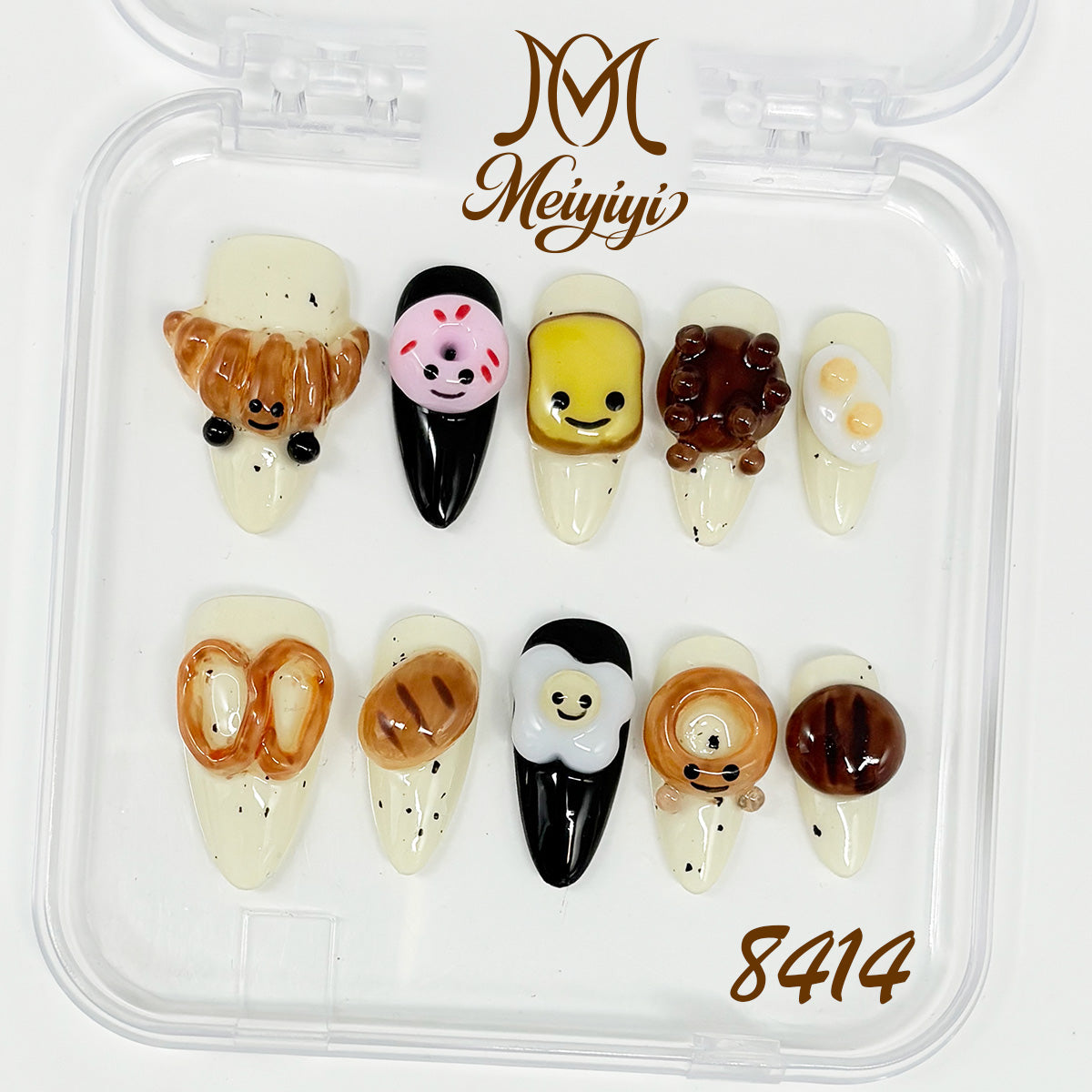 8414-MYY's designer original high-end design customized luxury hand-painted wearable nail art