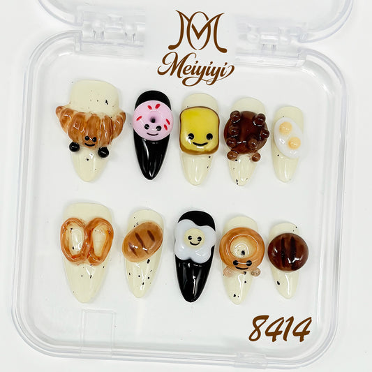 8414-MYY's designer original high-end design customized luxury hand-painted wearable nail art