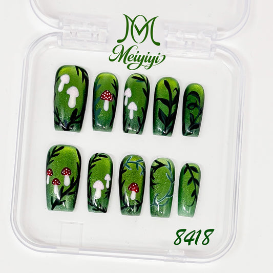8418-MYY's designer original high-end design customized luxury hand-painted wearable nail art