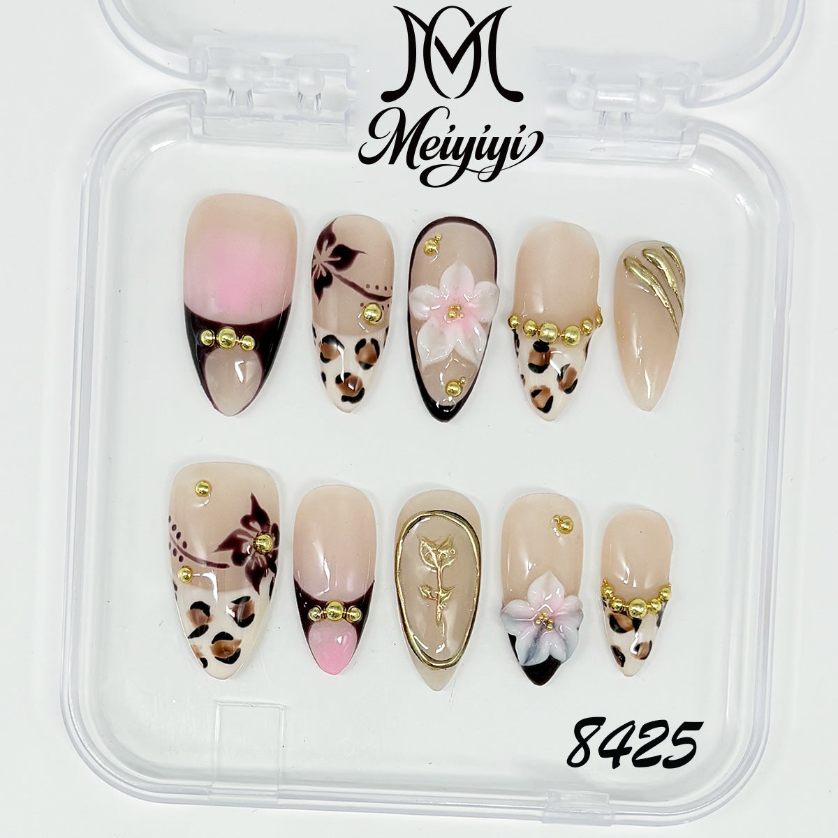 8425-MYY's designer original high-end design customized luxury hand-painted wearable nail art