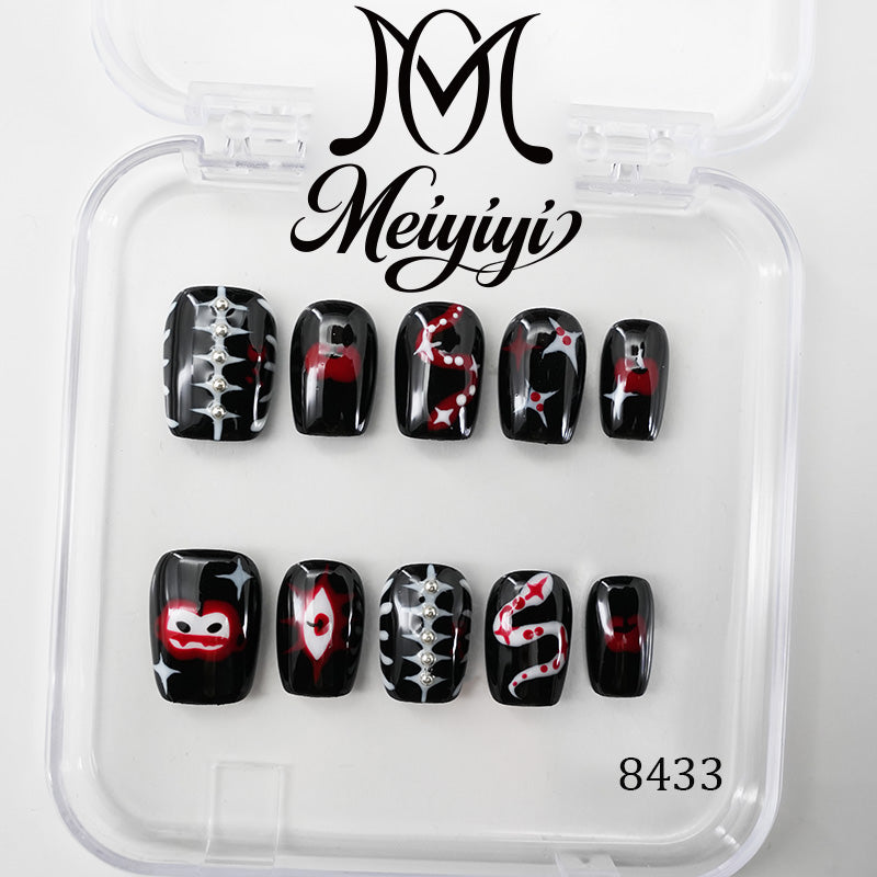 8433-MYY's designer original high-end design customized luxury hand-painted wearable nail art