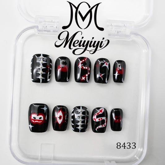 8433-MYY's designer original high-end design customized luxury hand-painted wearable nail art
