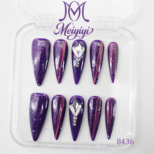 8436-MYY's designer original high-end design customized luxury hand-painted wearable nail art