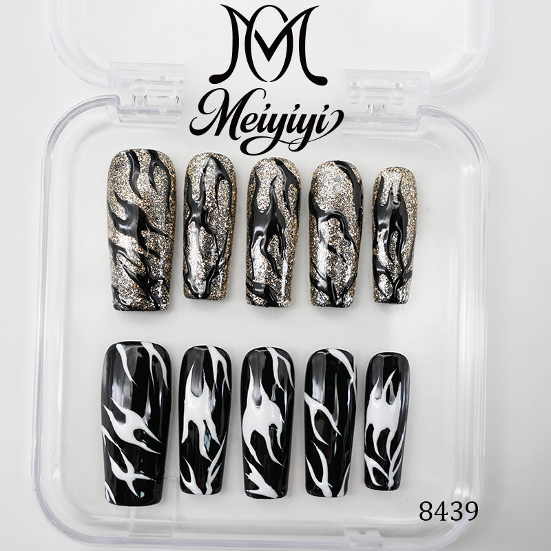8439-MYY's designer original high-end design customized luxury hand-painted wearable nail art