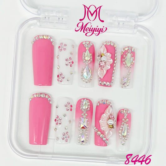 8446-MYY's designer original high-end design customized luxury hand-painted wearable nail art