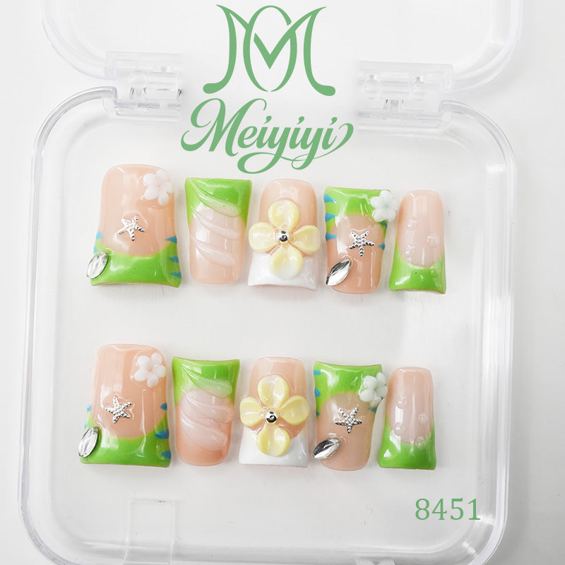 8451-MYY's designer original high-end design customized luxury hand-painted wearable nail art