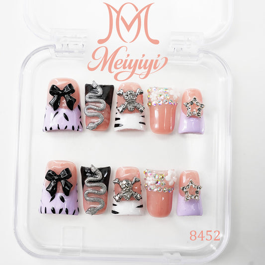 8452-MYY's designer original high-end design customized luxury hand-painted wearable nail art