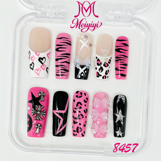 8457-MYY's designer original high-end design customized luxury hand-painted wearable nail art