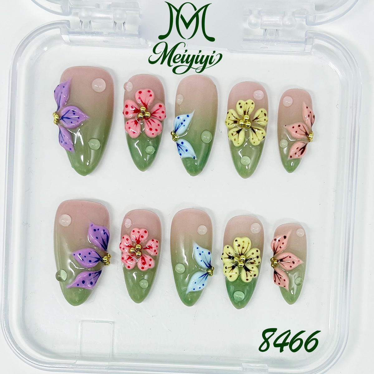 8466-MYY's designer original high-end design customized luxury hand-painted wearable nail art