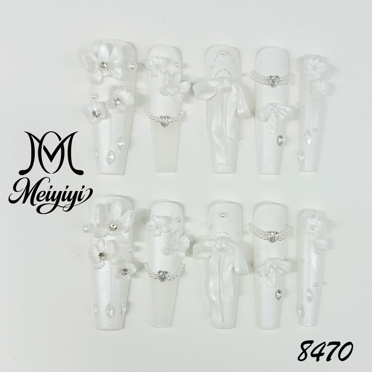 8470-MYY's designer original high-end design customized luxury hand-painted wearable nail art