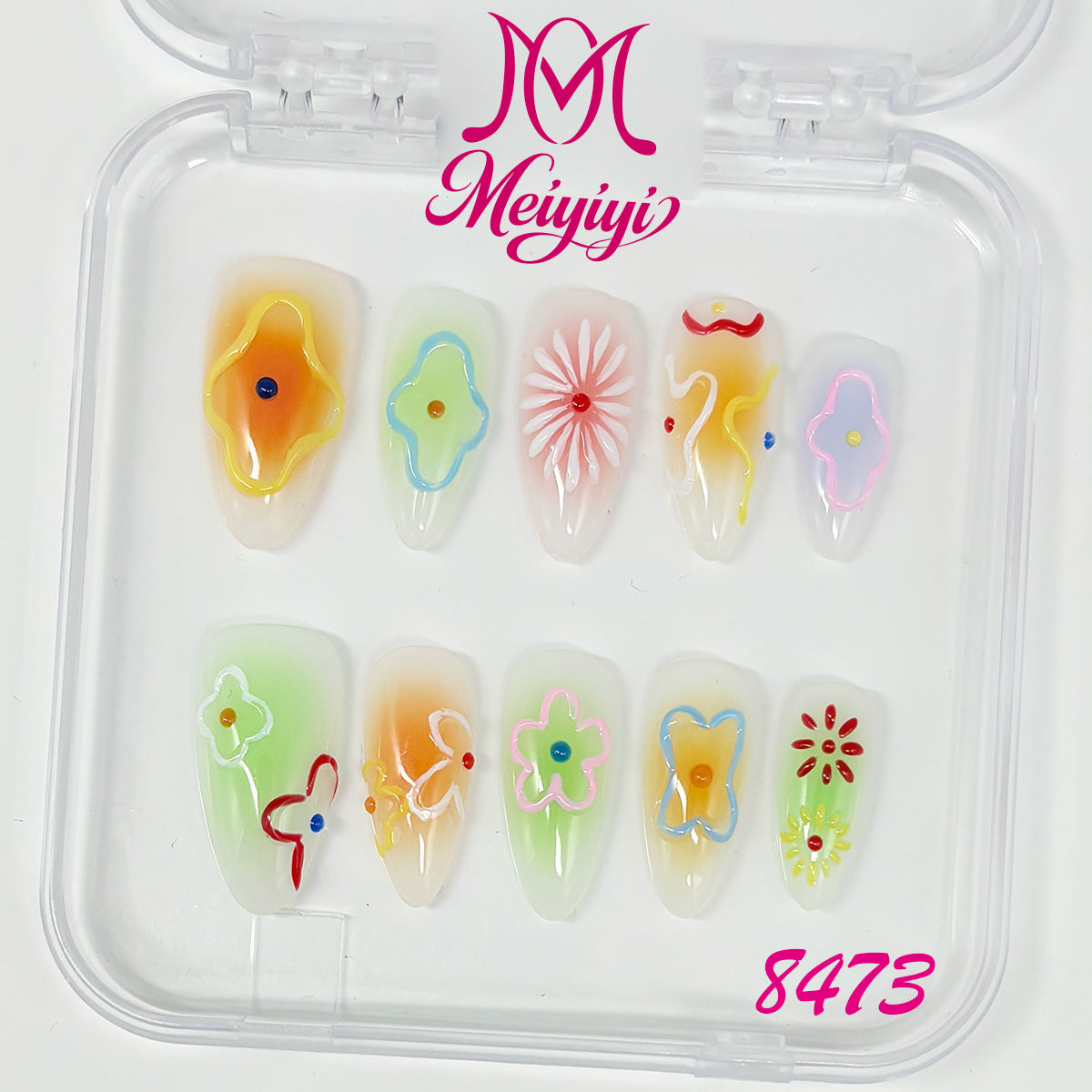 8473-MYY's designer original high-end design customized luxury hand-painted wearable nail art