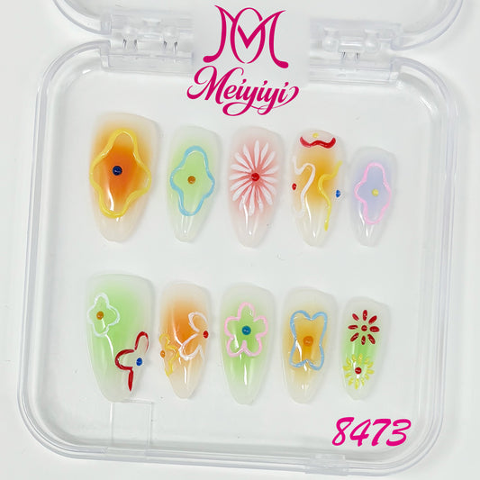 8473-MYY's designer original high-end design customized luxury hand-painted wearable nail art