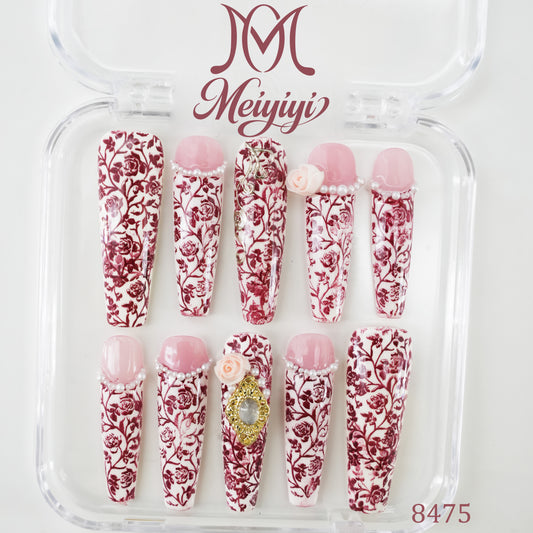 8475-MYY's designer original high-end design customized luxury hand-painted wearable nail art