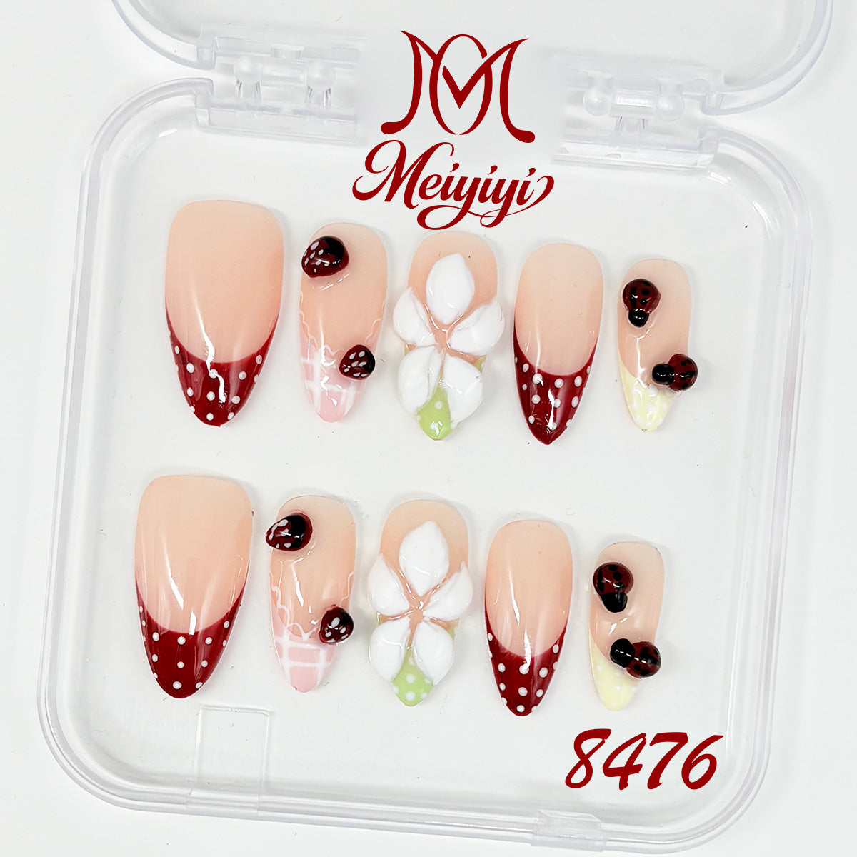 8476-MYY's designer original high-end design customized luxury hand-painted wearable nail art