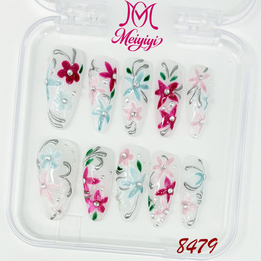 8479-MYY's designer original high-end design customized luxury hand-painted wearable nail art