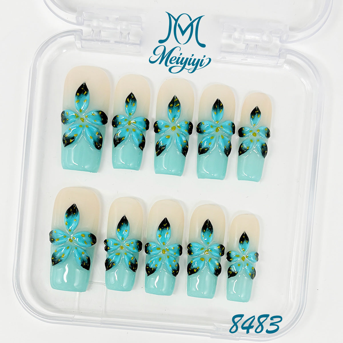 8483-MYY's designer original high-end design customized luxury hand-painted wearable nail art