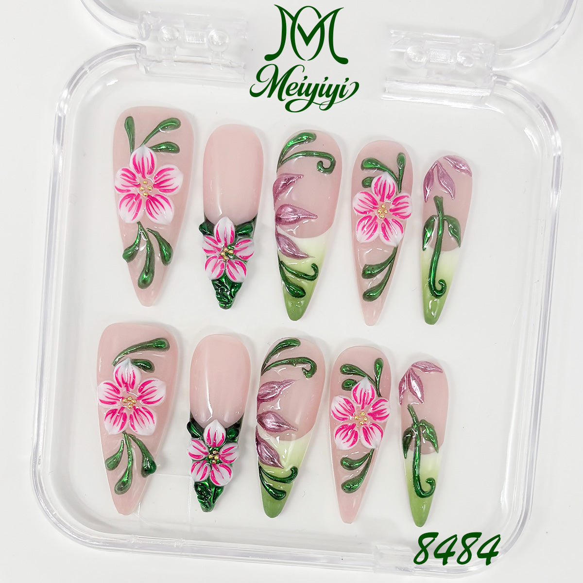 8484-MYY's designer original high-end design customized luxury hand-painted wearable nail art