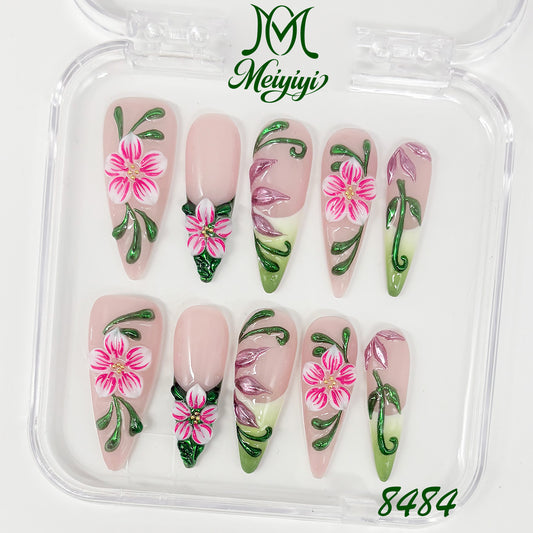 8484-MYY's designer original high-end design customized luxury hand-painted wearable nail art