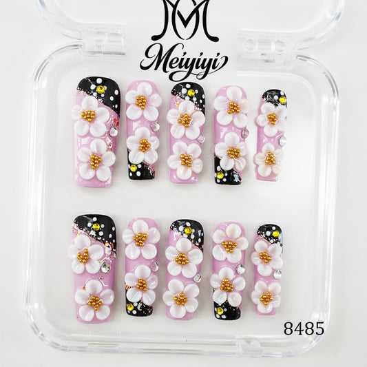 8485-MYY's designer original high-end design customized luxury hand-painted wearable nail art