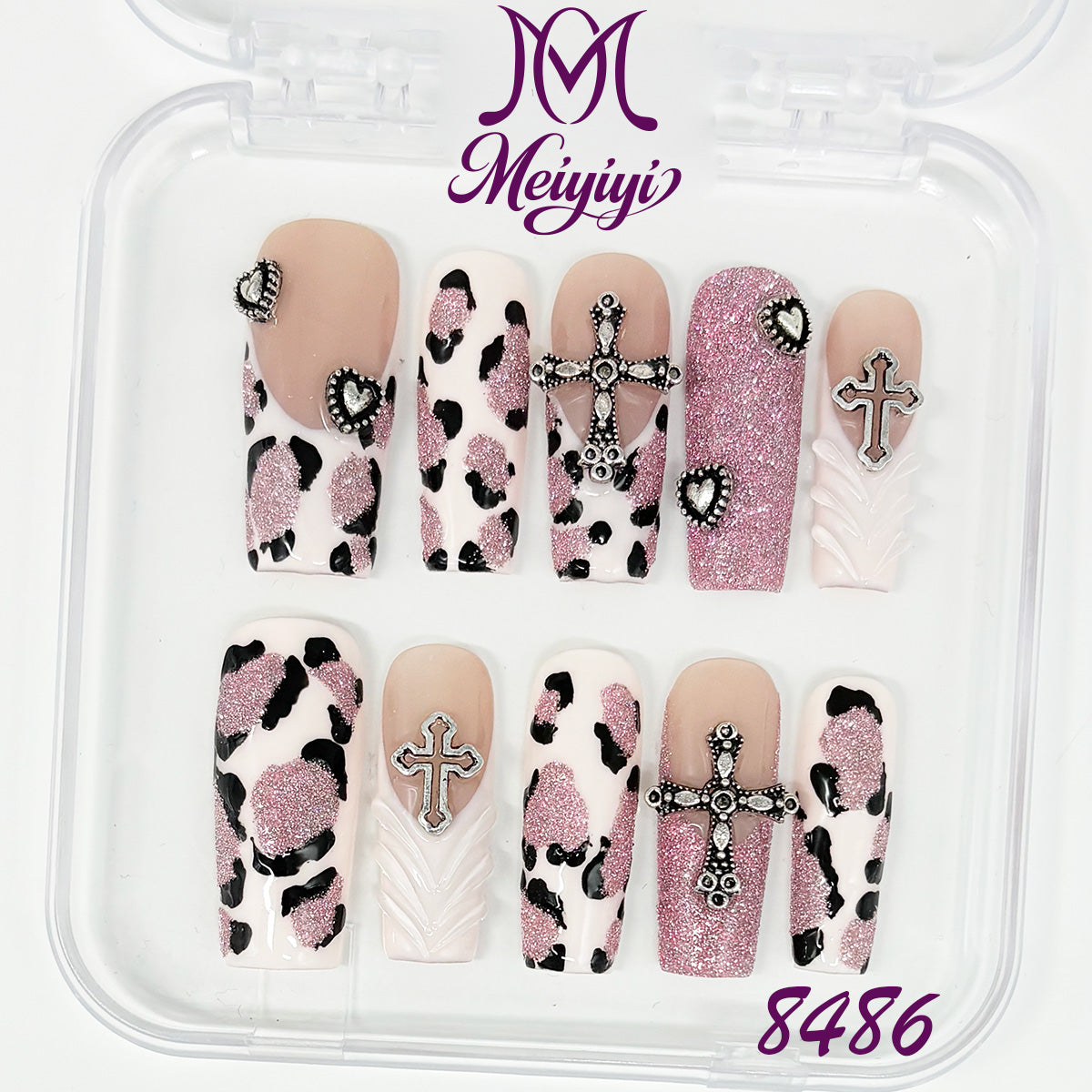 8486-MYY's designer original high-end design customized luxury hand-painted wearable nail art