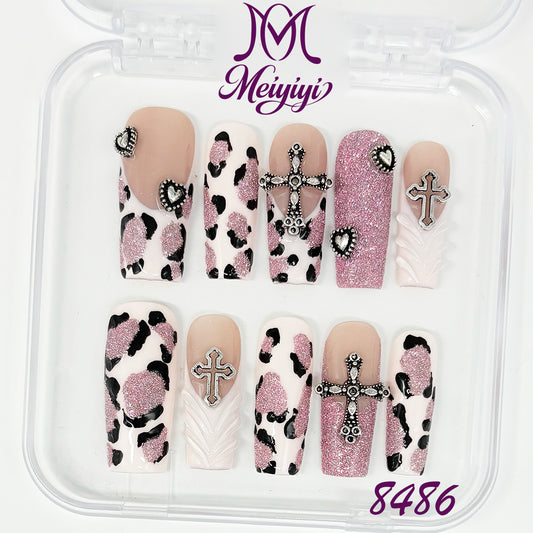 8486-MYY's designer original high-end design customized luxury hand-painted wearable nail art