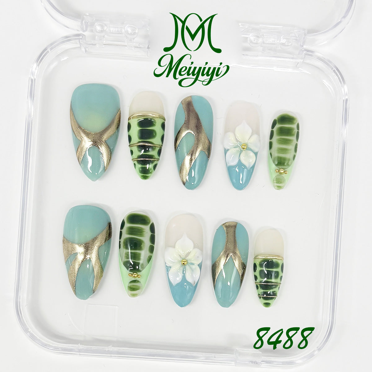 8488-MYY's designer original high-end design customized luxury hand-painted wearable nail art