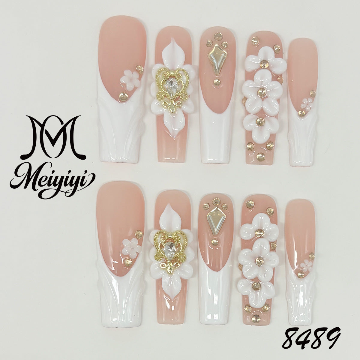 8489-MYY's designer original high-end design customized luxury hand-painted wearable nail art