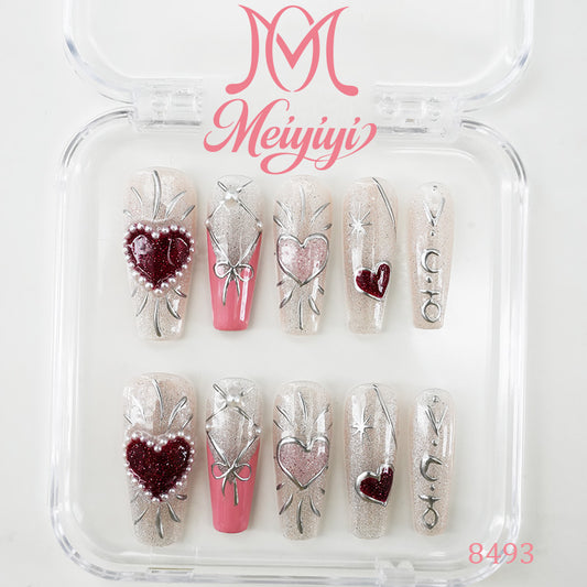 8493-MYY's designer original high-end design customized luxury hand-painted wearable nail art