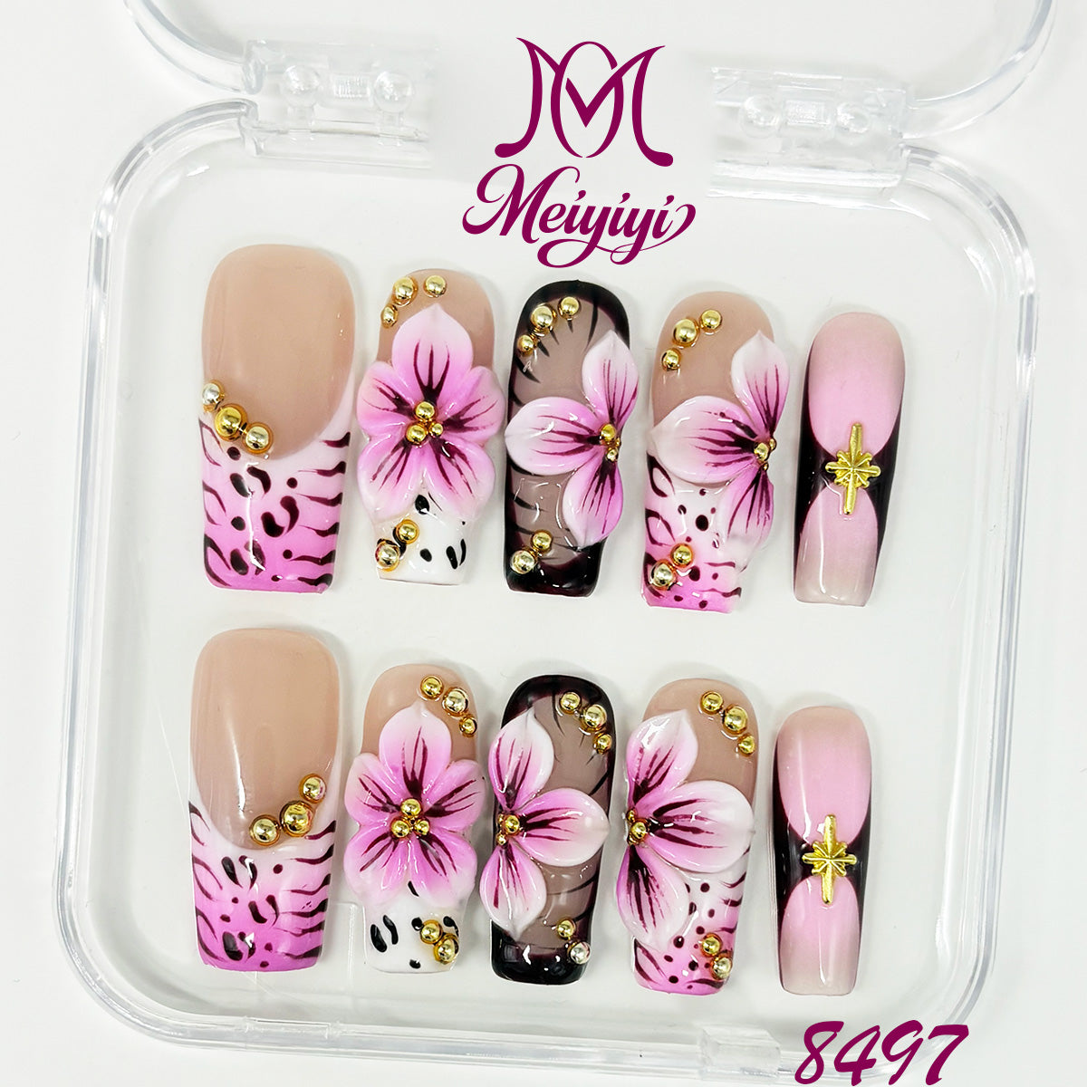 8497-MYY's designer original high-end design customized luxury hand-painted wearable nail art