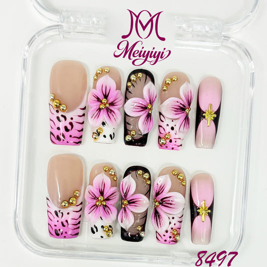 8497-MYY's designer original high-end design customized luxury hand-painted wearable nail art