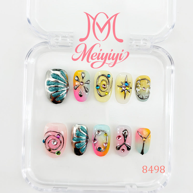 8498-MYY's designer original high-end design customized luxury hand-painted wearable nail art