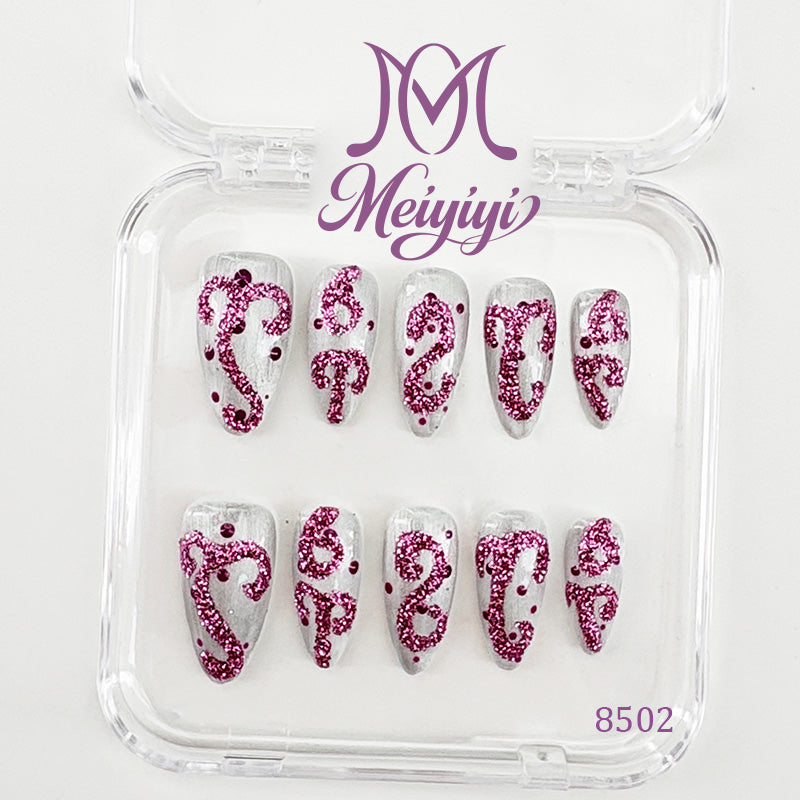 8502-MYY's designer original high-end design customized luxury hand-painted wearable nail art