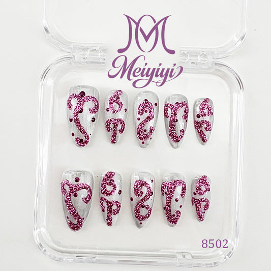 8502-MYY's designer original high-end design customized luxury hand-painted wearable nail art