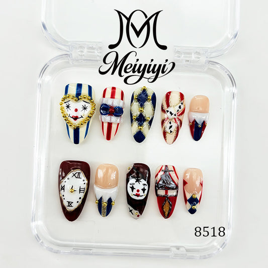 8518-MYY's designer original high-end design customized luxury hand-painted wearable nail art