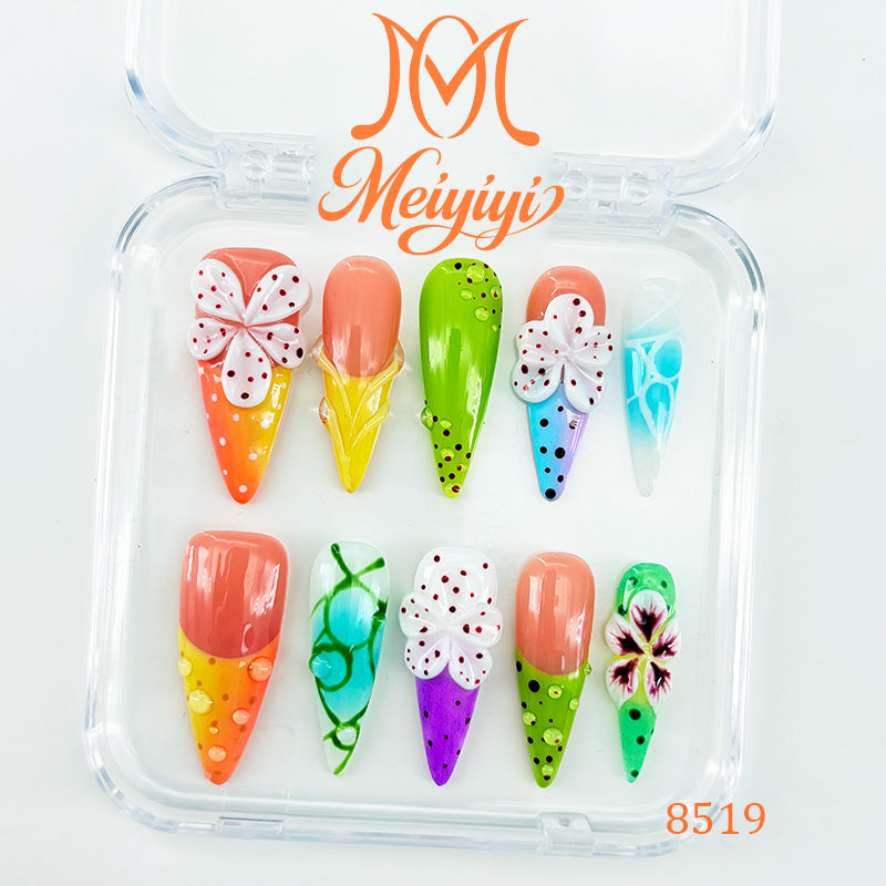 8519-MYY's designer original high-end design customized luxury hand-painted wearable nail art