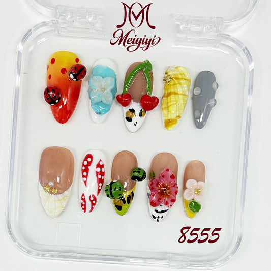 8555-MYY's designer original high-end design customized luxury hand-painted wearable nail art