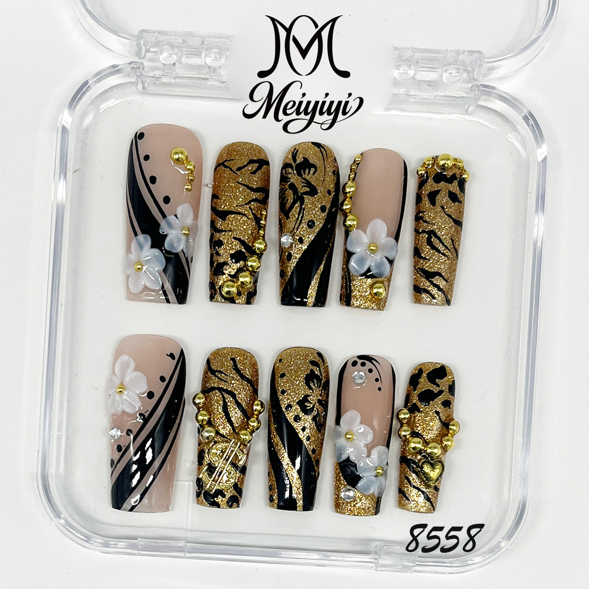 8558-MYY's designer original high-end design customized luxury hand-painted wearable nail art