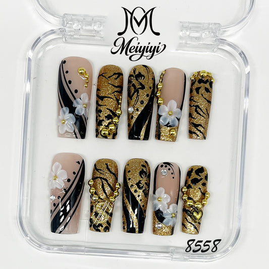 8558-MYY's designer original high-end design customized luxury hand-painted wearable nail art