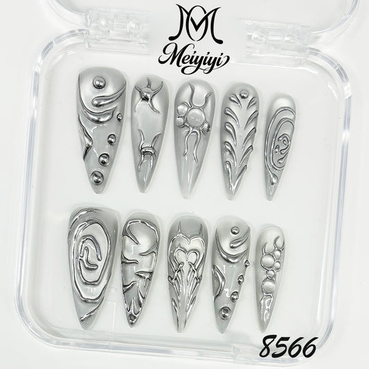 8566-MYY's designer original high-end design customized luxury hand-painted wearable nail art