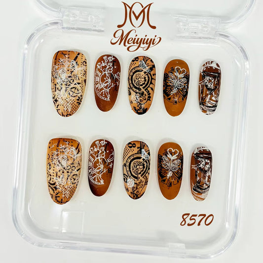 8570-MYY's designer original high-end design customized luxury hand-painted wearable nail art