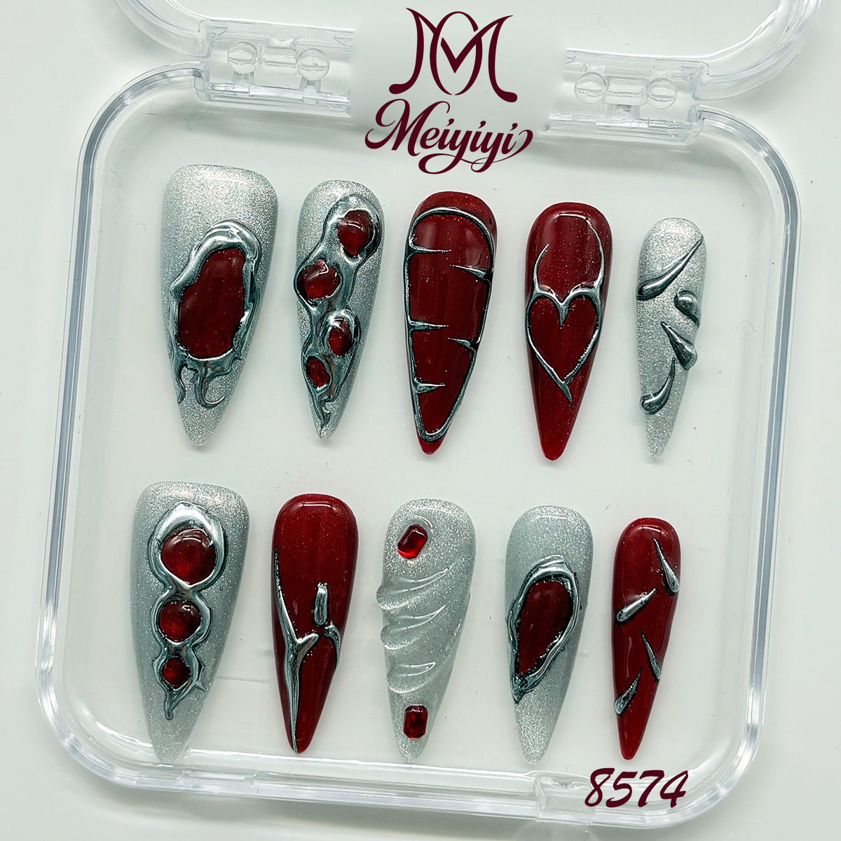 8574-MYY's designer original high-end design customized luxury hand-painted wearable nail art