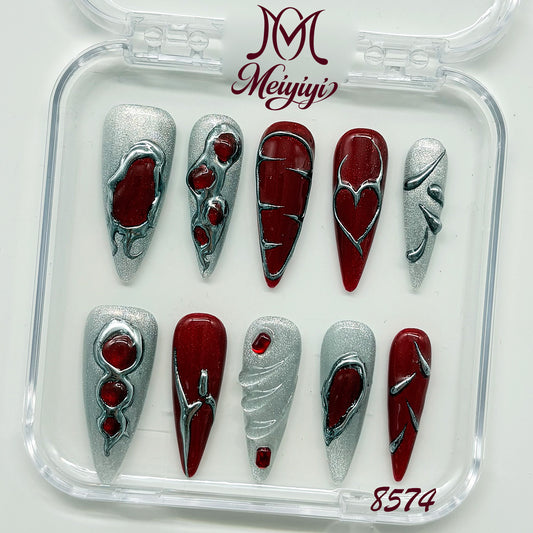 8574-MYY's designer original high-end design customized luxury hand-painted wearable nail art