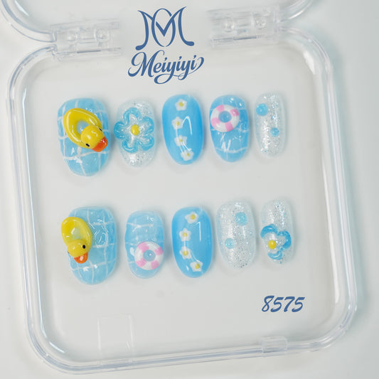 8575-MYY's designer original high-end design customized luxury hand-painted wearable nail art