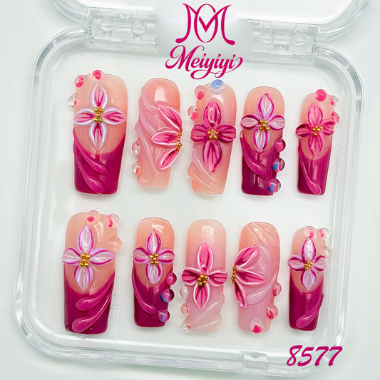 8577-MYY's designer original high-end design customized luxury hand-painted wearable nail art