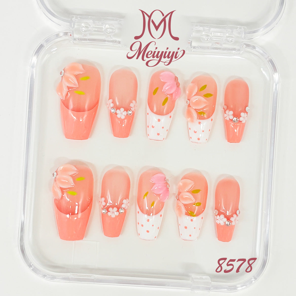 8578-MYY's designer original high-end design customized luxury hand-painted wearable nail art