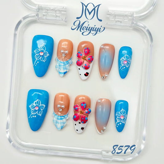 8579-MYY's designer original high-end design customized luxury hand-painted wearable nail art