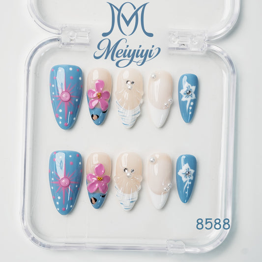 8588-MYY's designer original high-end design customized luxury hand-painted wearable nail art