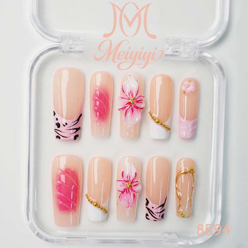 8594-MYY's designer original high-end design customized luxury hand-painted wearable nail art