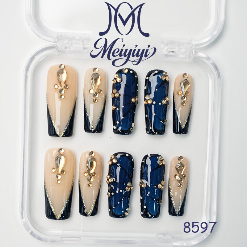 8597-MYY's designer original high-end design customized luxury hand-painted wearable nail art